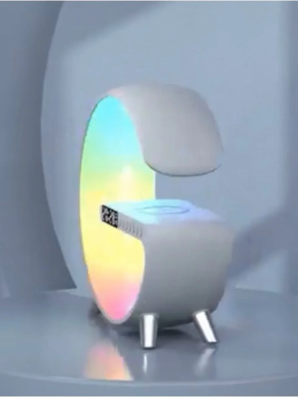 LED RGB C-Shaped Desk Lamp with Digital Clock & Wireless Charging